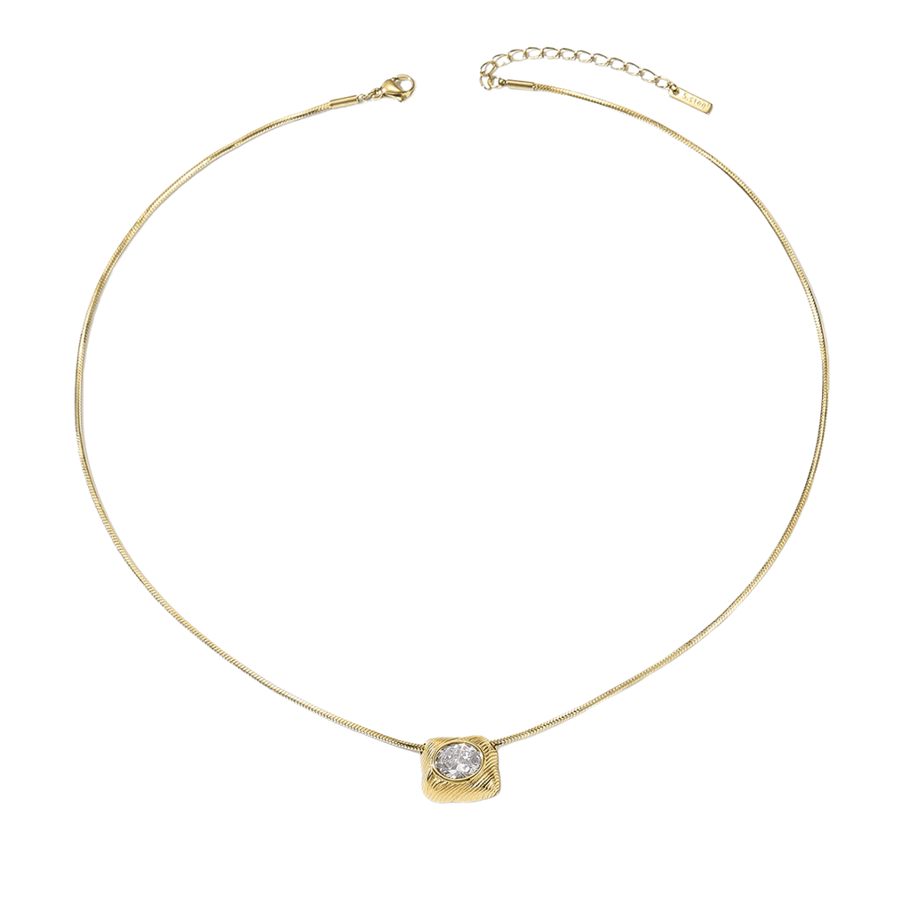 French - Style Geometric Zircon - Set Choker Necklace - Pindu