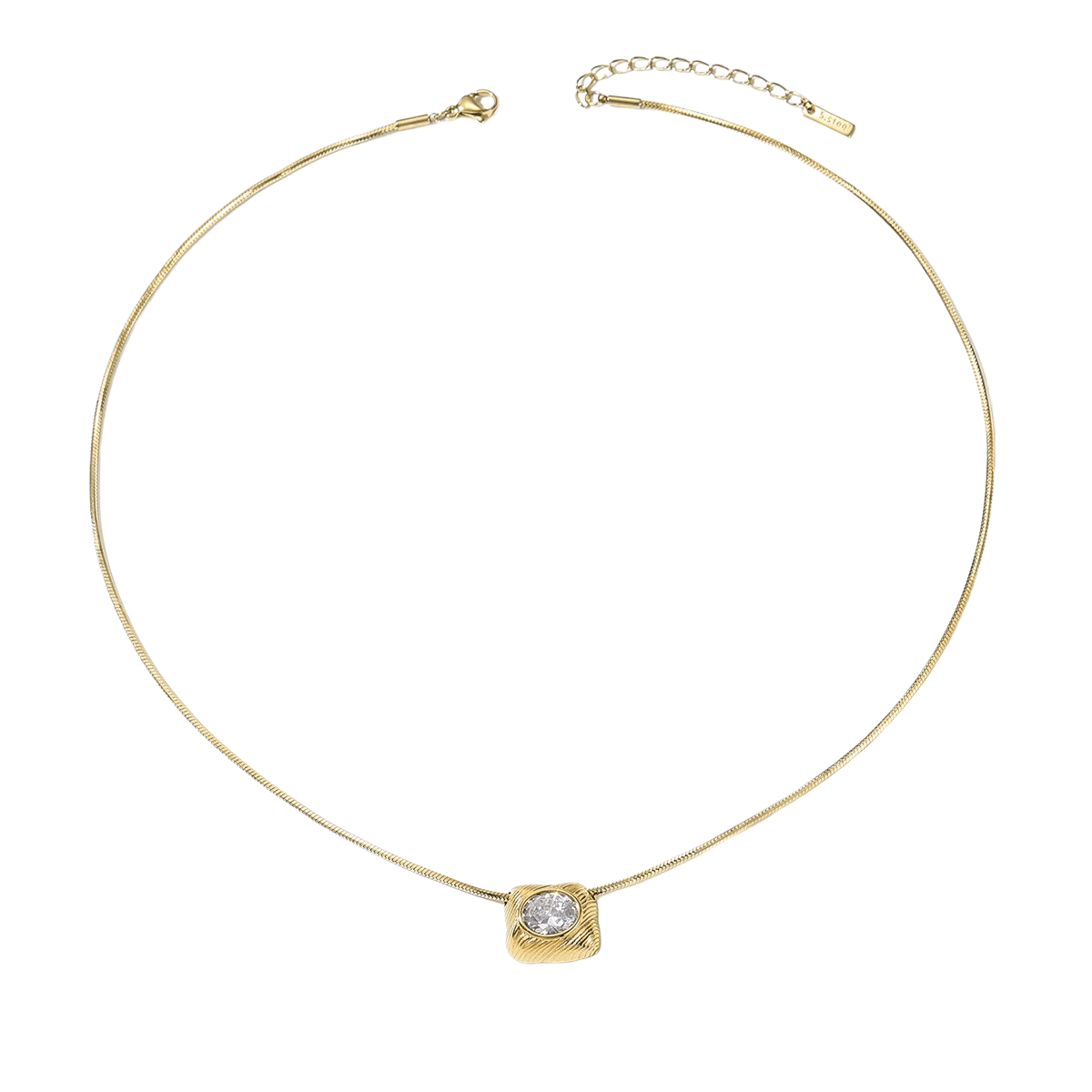 French-Style Geometric Zircon-Set Choker Necklace