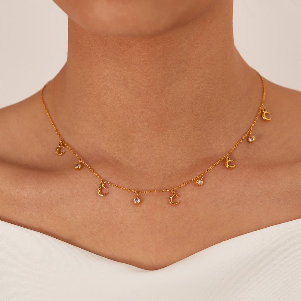 French - style light luxury moon necklace - Pindu