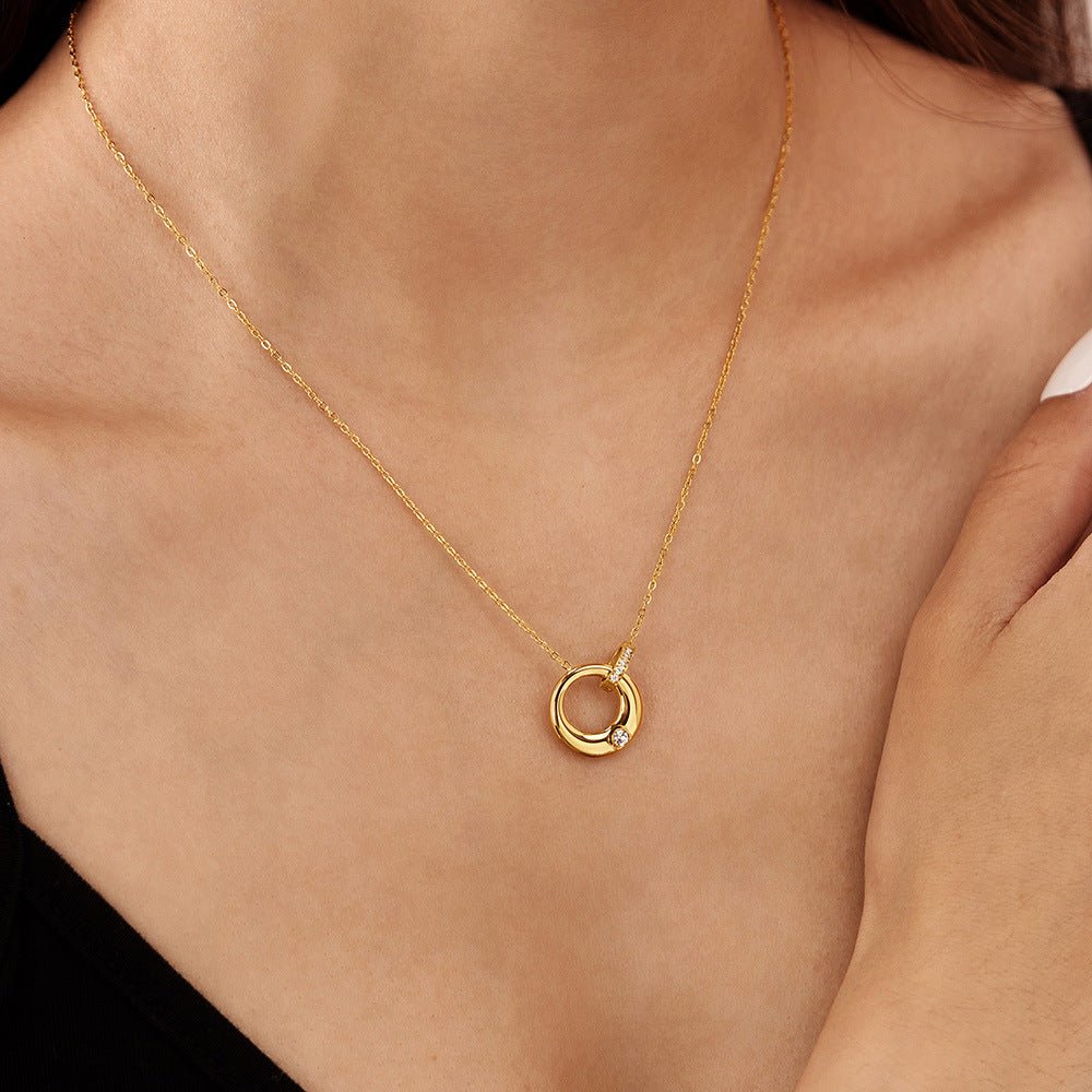 Titanium Steel Large & Small Double Ring Necklace - Pindu