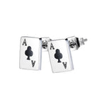 Titanium Steel Poker Earrings (Ace of Clubs) - Pindu