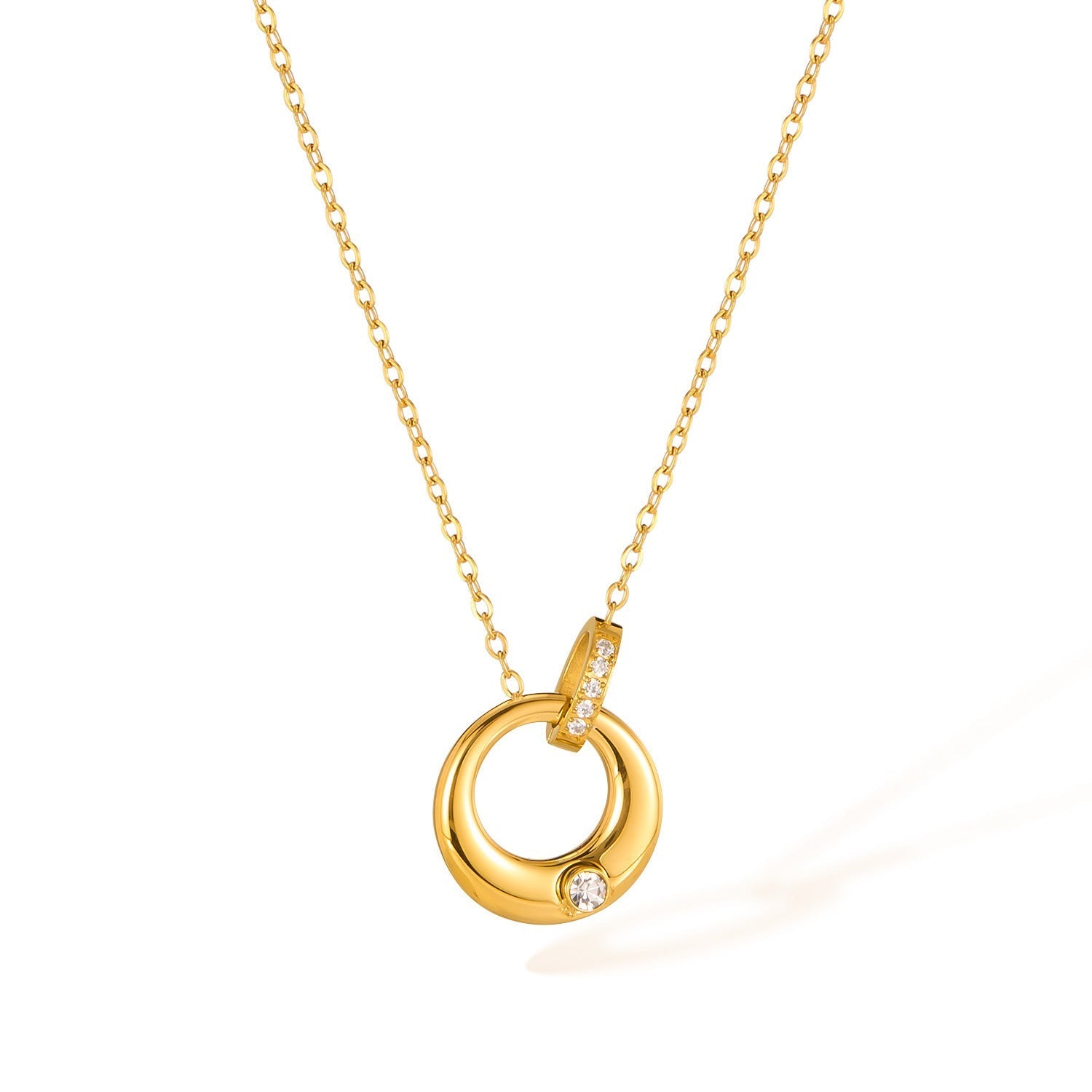 Titanium Steel Large & Small Double Ring Necklace - Pindu