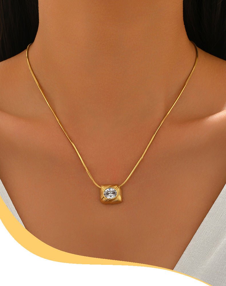 French - Style Geometric Zircon - Set Choker Necklace - Pindu