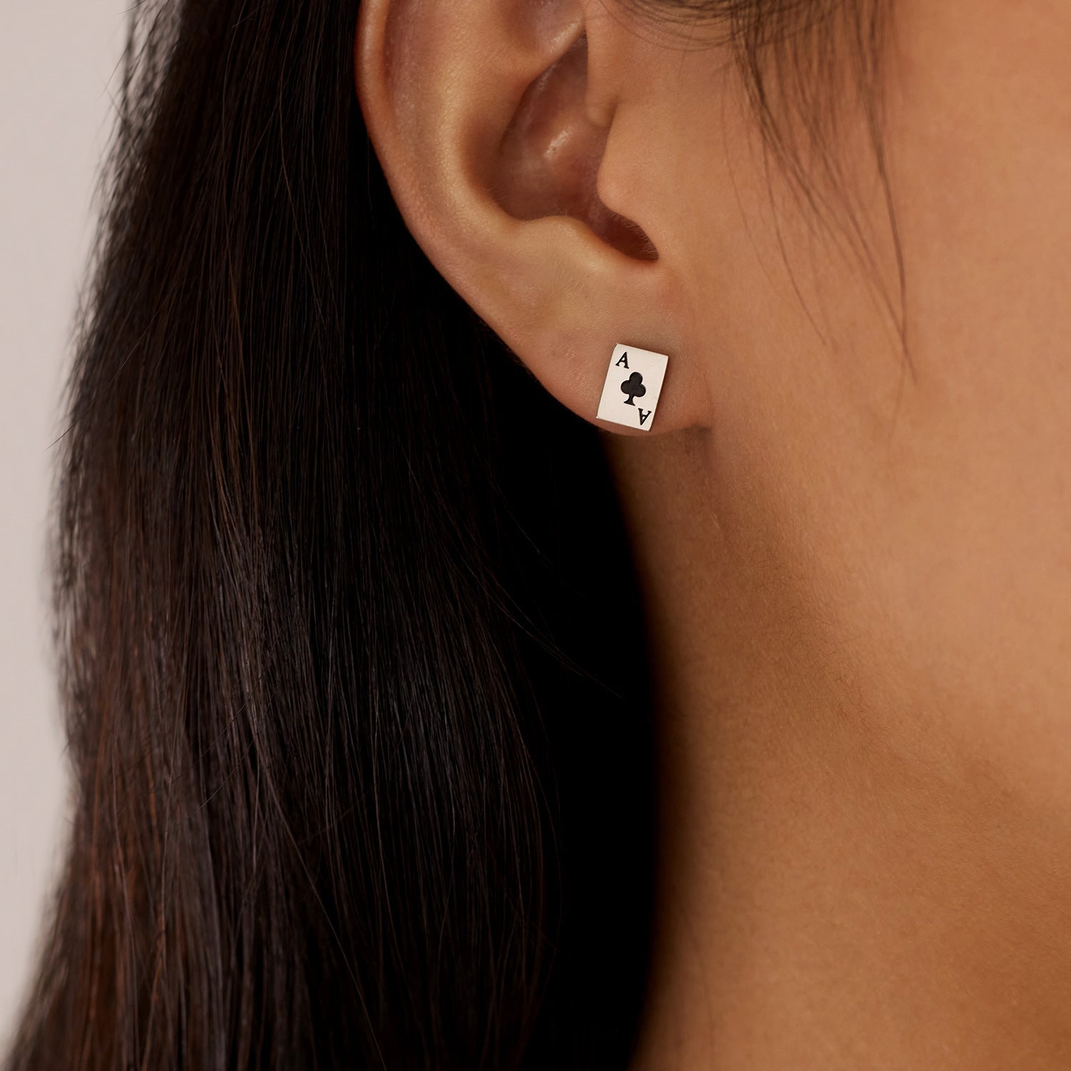 Titanium Steel Poker Earrings (Ace of Clubs) - Pindu