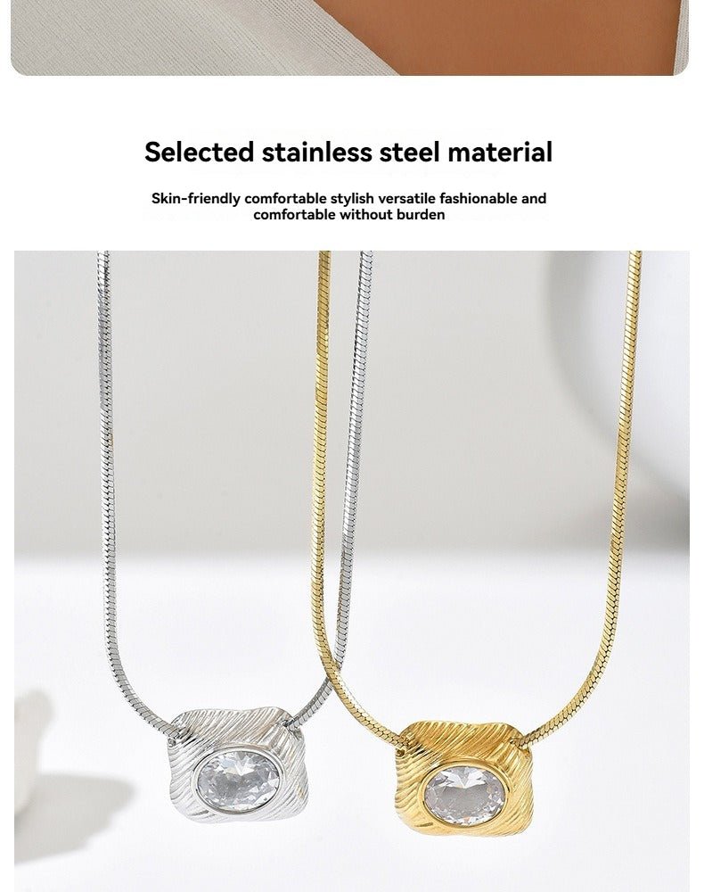 French - Style Geometric Zircon - Set Choker Necklace - Pindu