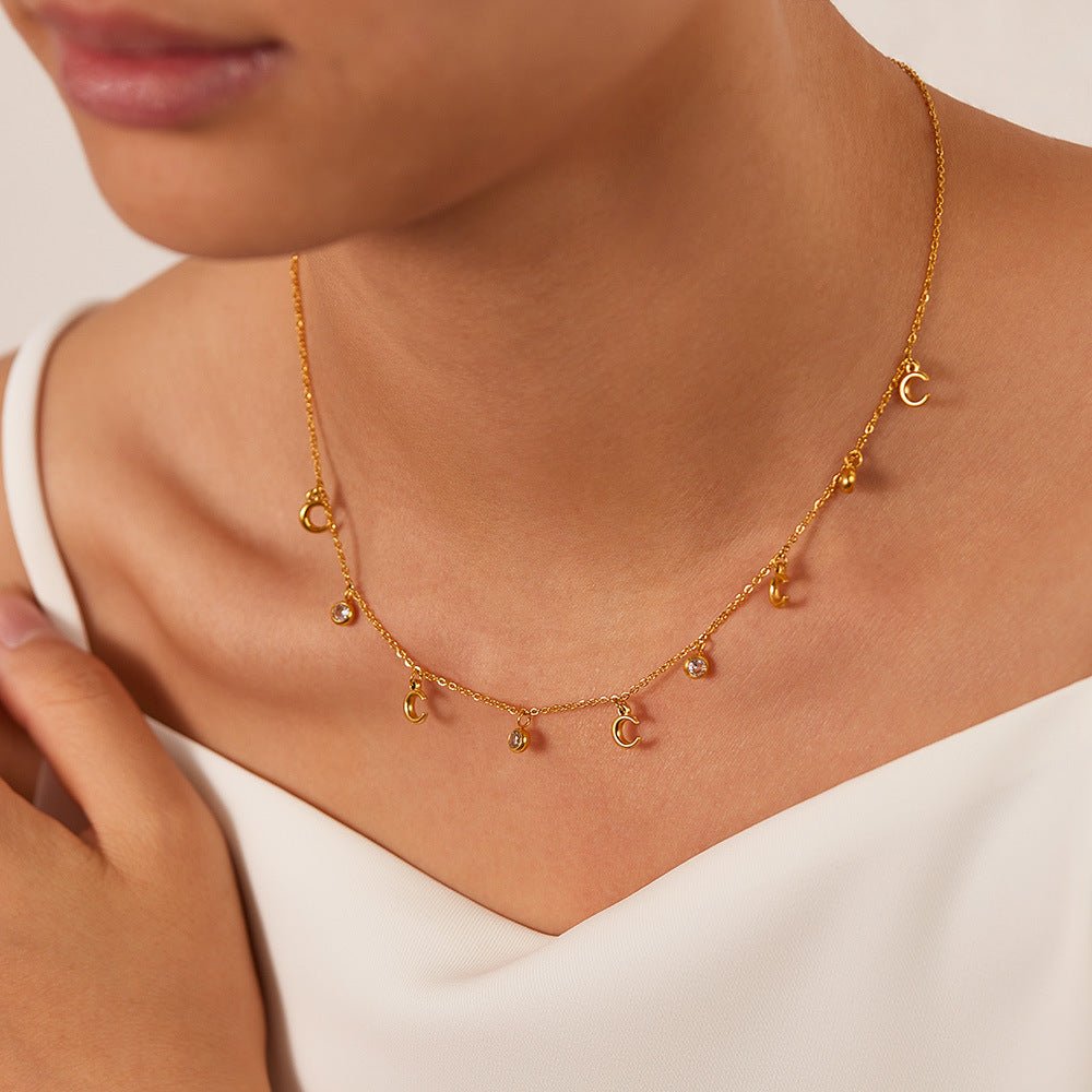 French - style light luxury moon necklace - Pindu