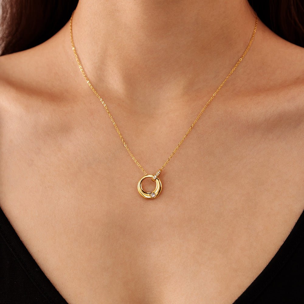 Titanium Steel Large & Small Double Ring Necklace - Pindu
