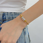 Gold-Tone Alloy Bracelet with Crystal Accents